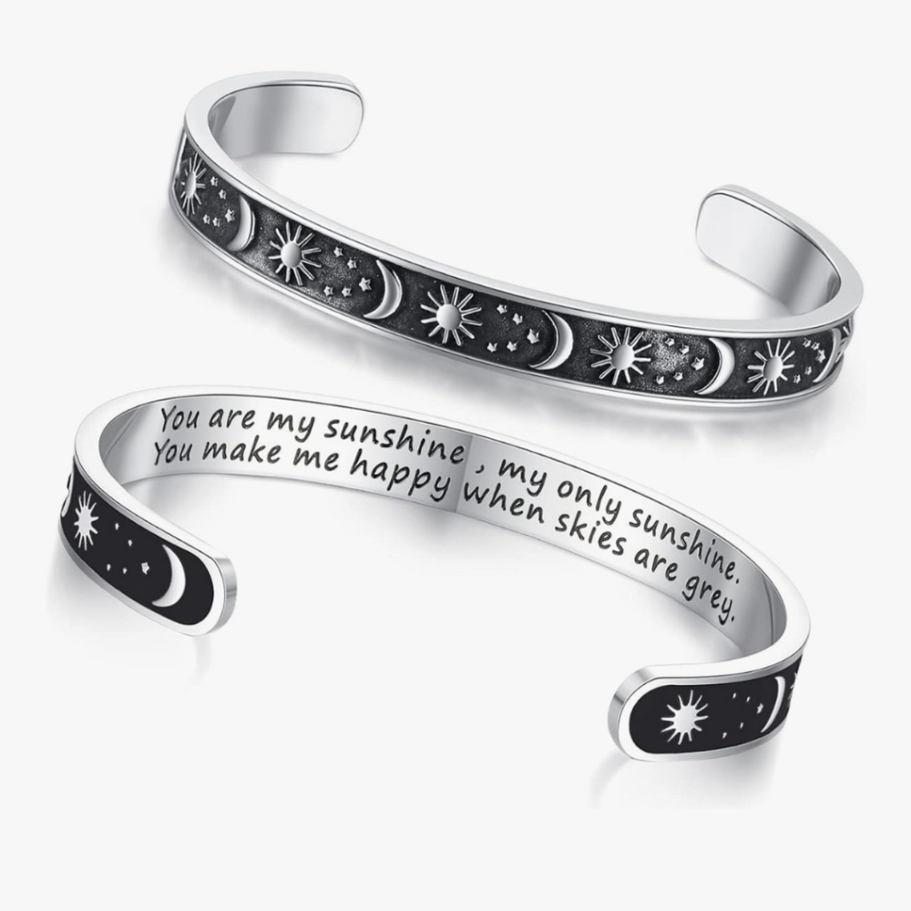 Silver Sun and Moon Cuff Bracelet
